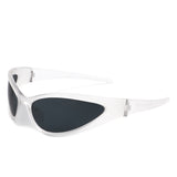 HS1172 - Rectangle Retro Wraparound Irregular Oval Fashion Sunglasses