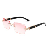 HW2020 - Rectangle Retro Rimless Tinted Fashion Square Wholesale Sunglasses