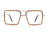 HBJ2008 - Square Oversize Anti Blue Light Rhinestone Fashion Glasses
