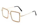 HBJ2008 - Square Oversize Anti Blue Light Rhinestone Fashion Glasses