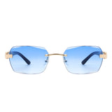 HW2020 - Rectangle Retro Rimless Tinted Fashion Square Wholesale Sunglasses