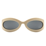 HS1187 - Oval Wrap Around Retro Round Fashion Wholesale Sunglasses