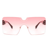 HW1003 - Square Rimless Oversize Flat Top Retro Frameless Sunglasses
