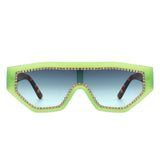 HS1136-1 - Geometric Oversize Glitter Square Fashion Women Sunglasses