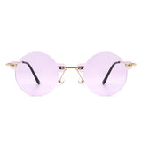 HW2014 - Circle Retro Round Rimless Fashion Tinted Vintage Sunglasses