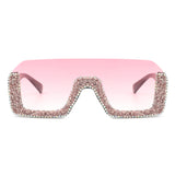 HS3008 - Square Half Frame Retro Oversize Fashion Sunglasses