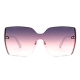 HS2060 - Square Oversize Half Frame Tinted Retro Fashion Women Sunglasses