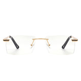 J2032 - Rectangle Rimless Retro Tinted Fashion Flat top Wholesale Sunglasses