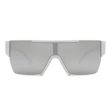 HS2051 - Square Retro Flat Top Rimless Oversize Sunglasses