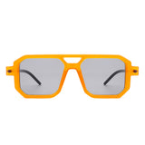 HS2065 - Retro Square Flat Top Brow-Bar Fashion Sunglasses