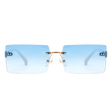 S2113 - Rectangle Retro Rimless Tinted Fashion Square Wholesale Sunglasses