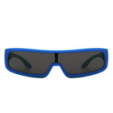 S2121-1 - Futuristic Wrap Around Fashion Rectangle Shield Sunglasses