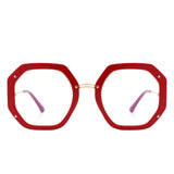 HBJ2101 - Round Geometric Circle Polygon Blue Light Blocker Glasses