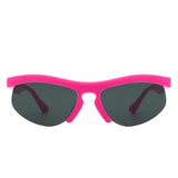 HS1184 - Rectangle Half Frame Sport Square Wholesale Sunglasses