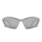 HS1153 - Rectangle Sport Shades Geometric Wrap Around Sunglasses