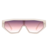HS1136 - Geometric Square Oversize Futuristic Fashion Sunglasses