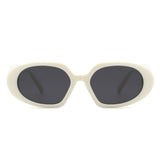 HS2071 - Rectangle Retro Oval Chic Round Lens Leaf Design Fashion Sunglasses
