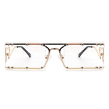 HJ3008 - Retro Rectangle Flat Top Modern Tinted Fashion Sunglasses