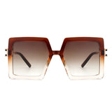 HS2055 - Square Retro Women Oversize Large Flat Top Fashion Sunglasses