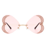 HW2030 - Rimless Butterfly Heart Shape Tinted Fashion Women Sunglasses