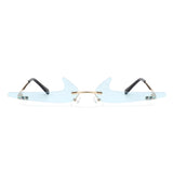 HW2012 - Rimless Decorative Narrow Tinted Checkmark Shape Slim Glasses