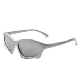 HS1153 - Rectangle Sport Shades Geometric Wrap Around Sunglasses