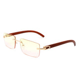 HW2028 - Rectangle Rimless Retro Frameless Fashion Tinted Sunglasses
