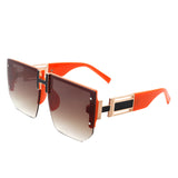 HW3020 - Square Oversize Flat Top Chunky Half Frame Sunglasses