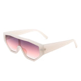 HS1136 - Geometric Square Oversize Futuristic Fashion Sunglasses