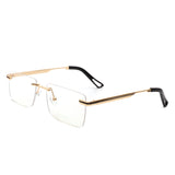 J2032 - Rectangle Rimless Retro Tinted Fashion Flat top Wholesale Sunglasses