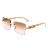 HW2047 - Rimless Square Retro Tinted Fashion Wholesale Sunglasses