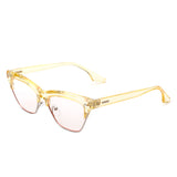 HS2082 - Women Retro Half Frame Square Fashion Cat Eye Sunglasses