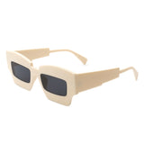 HS1140 - Futuristic Square Chunky Narrow Irregular Tinted Fashion Sunglasses