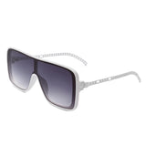 HS2059 - Square Fashion Flat Top Oversize Retro Sunglasses