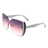 HS2060 - Square Oversize Half Frame Tinted Retro Fashion Women Sunglasses