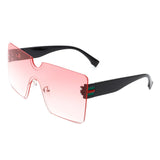 HW1003 - Square Rimless Oversize Flat Top Retro Frameless Sunglasses