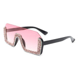 HS3008 - Square Half Frame Retro Oversize Fashion Sunglasses