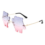 HK1022 - Kids Rimless Panda Shape Tinted Colored Children Sunglasses