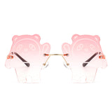 HK1022 - Kids Rimless Panda Shape Tinted Colored Children Sunglasses