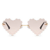 HW2038 - Rimless Heart Shape Tinted Women Fashion Sunglasses
