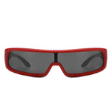 S2121-1 - Futuristic Wrap Around Fashion Rectangle Shield Sunglasses