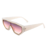 HS1136-1 - Geometric Oversize Glitter Square Fashion Women Sunglasses