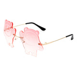 HK1022 - Kids Rimless Panda Shape Tinted Colored Children Sunglasses