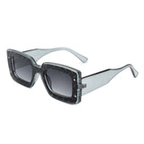 HS2052 - Rectangle Retro Flat Lens Tinted Fashion Square Sunglasses