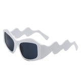 HS1210 - Square Oversize Irregular Wavy Temple Design Fashion Wholesale Sunglasses
