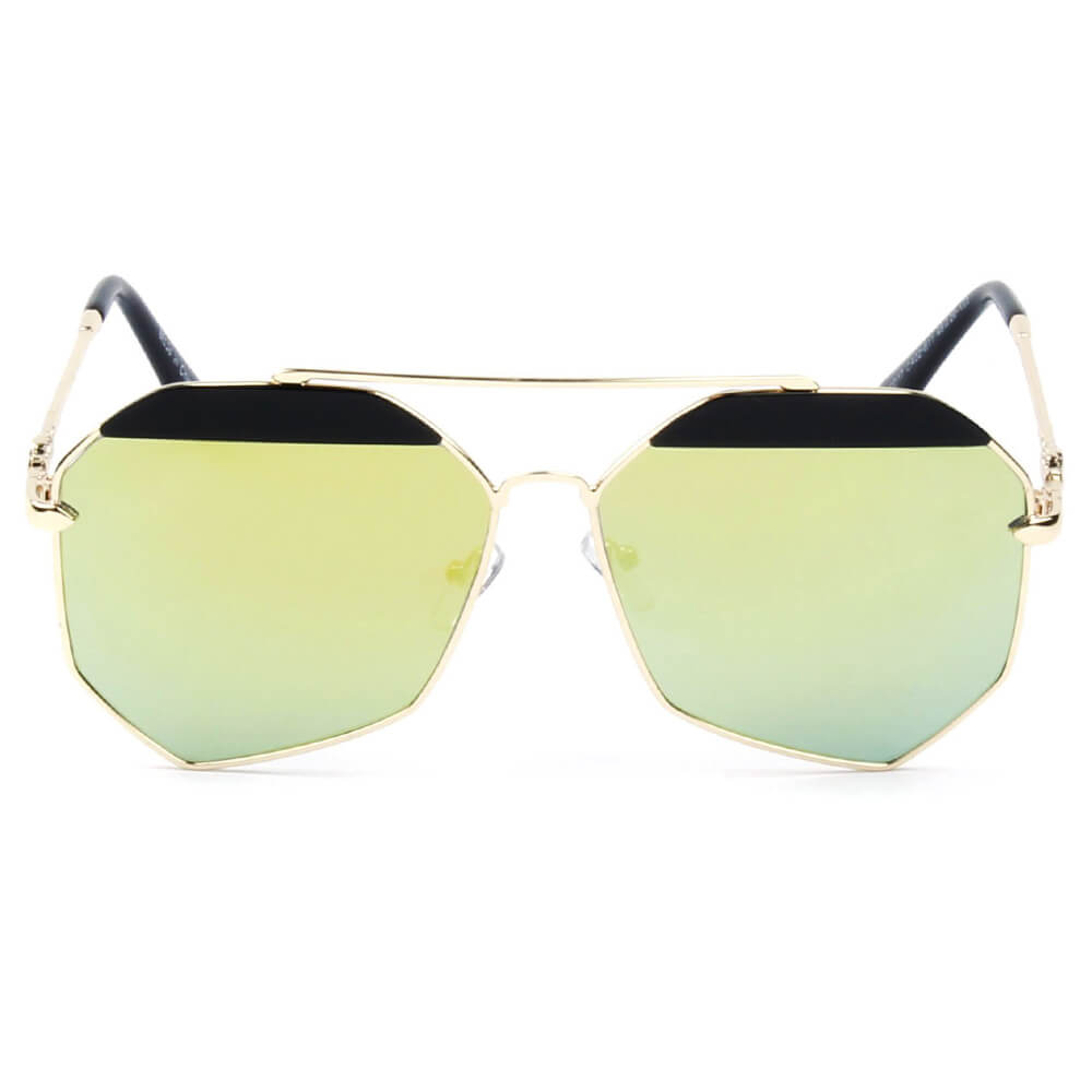 CD17 Modern Flat Lens Polygon Metal Frame Sunglasses - Iris Fashion Inc. | Wholesale Sunglasses and Glasses