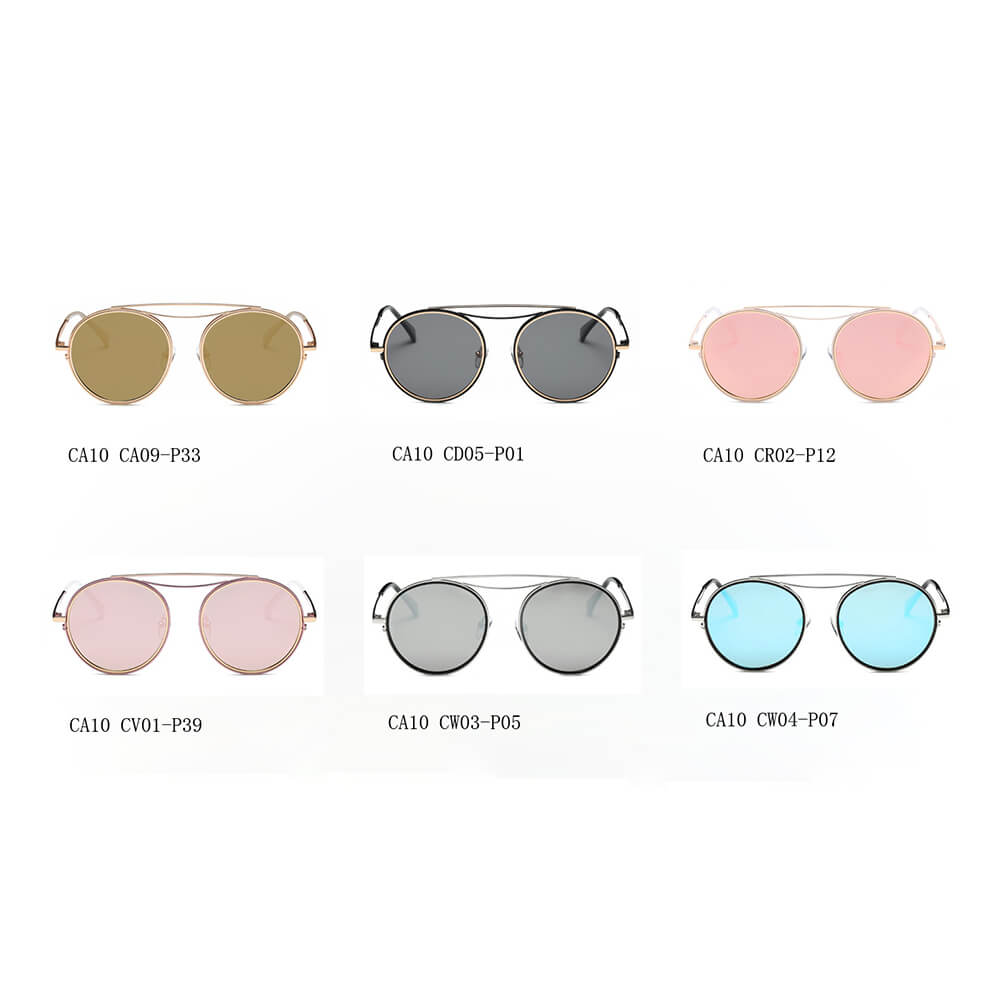 CA10 - Polarized Circle Round Brow-Bar Fashion Sunglasses - Iris Fashion Inc. | Wholesale Sunglasses and Glasses