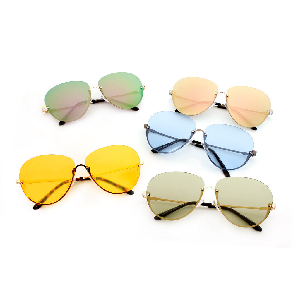 S2026 - Half Frame Oversize Aviator Sunglasses - Iris Fashion Inc. | Wholesale Sunglasses and Glasses