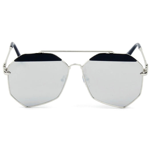 CD17 Modern Flat Lens Polygon Metal Frame Sunglasses - Iris Fashion Inc. | Wholesale Sunglasses and Glasses