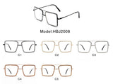 HBJ2008 - Square Oversize Anti Blue Light Rhinestone Fashion Glasses